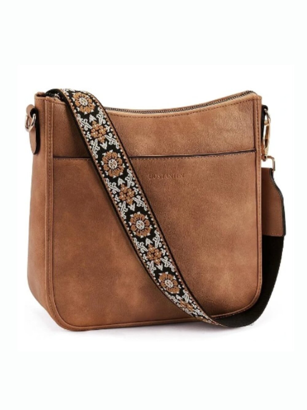 BOSTANTEN Nola Hobo Bag Crossbody Purse Brown Tan PU Vegan Faux Leather